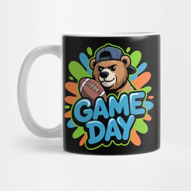 Cute Bear Game Day American Football Design For Kids Men Women by ism's Store